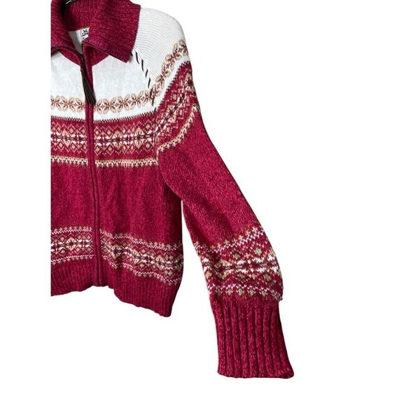 Vintage Heirloom Collectibles Cardigan Sweater Zip Up Red Fair Isle S - Picture 4 of 8